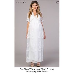 White Lace Pinkblush Maternity Maxi Dress